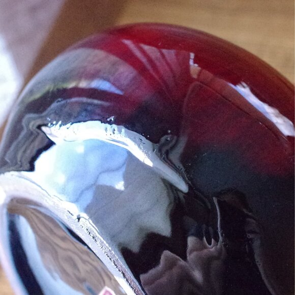 Red and Black Vase, Red Over Black 10" Vase, Danesi Arts Pottery, 1960s Fat Lava - Picture 4 of 6